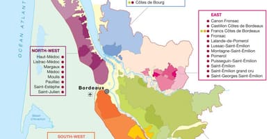 মানচিত্র Bordeaux মদ দেশ